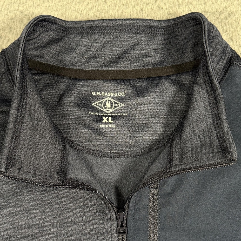 G.H. Bass & Co Pullover Mens XL Blue Fleece 1/4 Zip Chest Pocket Sweatshirt - Picture 4 of 14